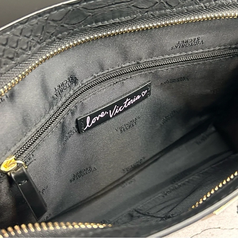 Victoria's Secret Black Embossed Satchel